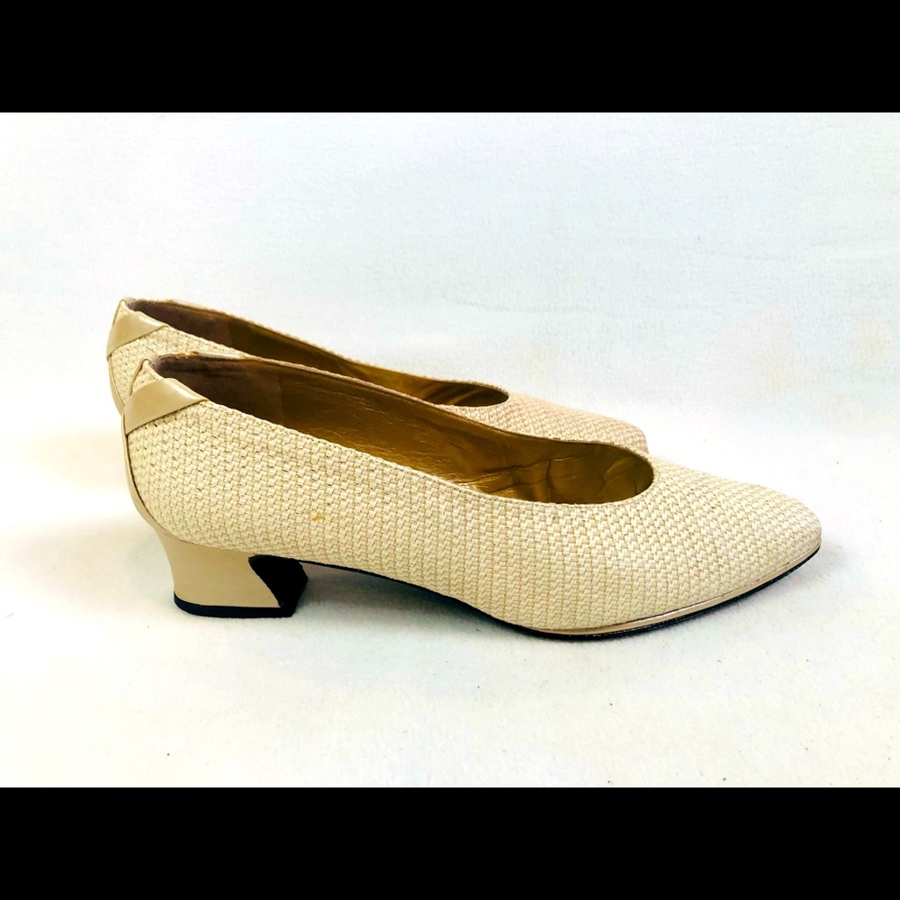 Vintage Stuart Weitzman Gold Woven Pumps